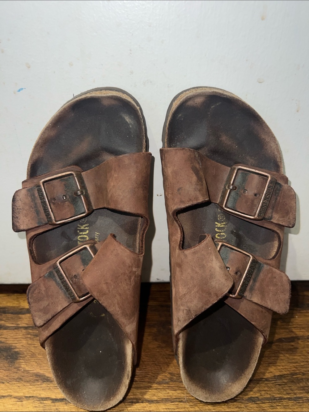 Birkenstock Brown Suede Two-Strap Sandals